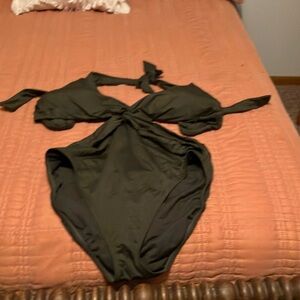 Ralph lauren dark green one piece swimsuitt